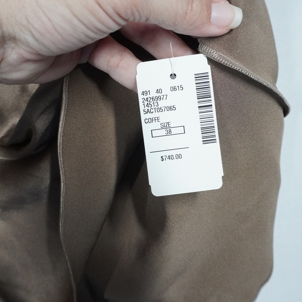 Y2K John Galliano Bronze Satin V-Neck Babydoll Cowl Back Blouse France NWT 38 - Picture 7 of 14